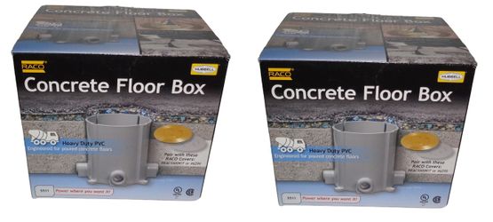 2 - RACO 5511 PVC Gray Non-metalic Concrete Floor Box