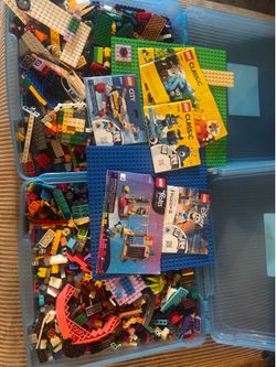 Various Legos and Lego manuals