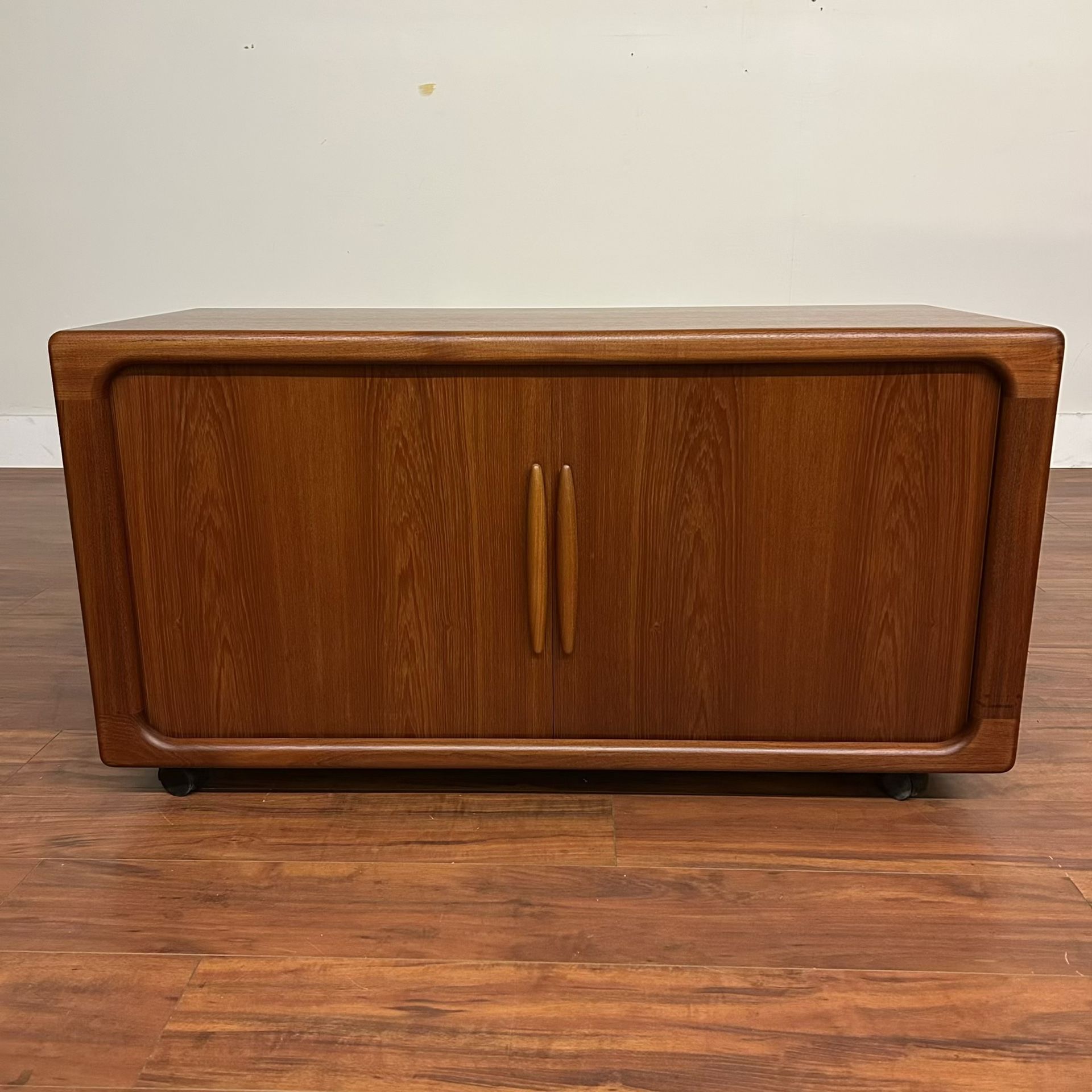 Danish Teak Tambour Door Media Cabinet - Many More Items In Stock!