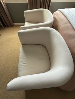 Set of 2 natural linen Threshold Barrel Chairs