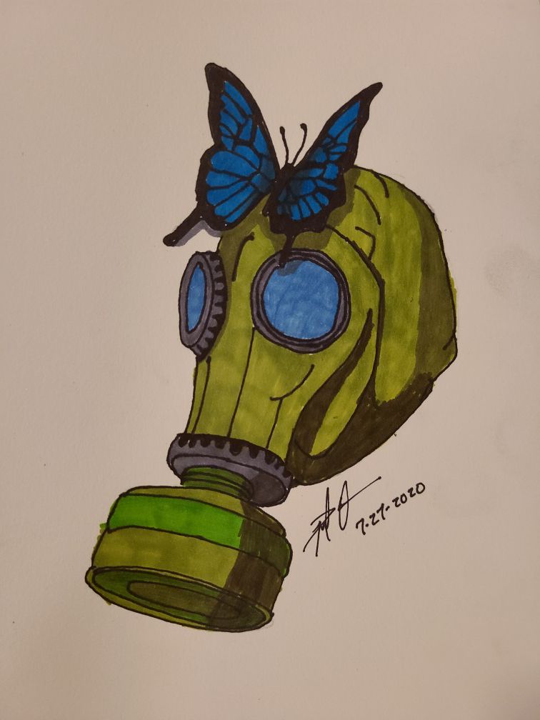 Gasmask and Butterfly
