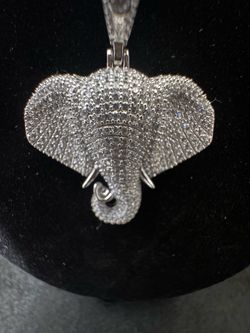 AAAAA CZ Solid 925 Sterling Silver elephant pendant