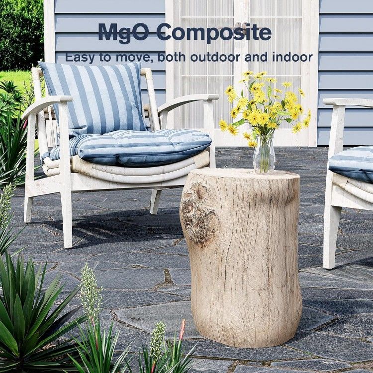 Concrete Outdoor Side Table Tree Stump Modern Round Coffee Table Accent Table