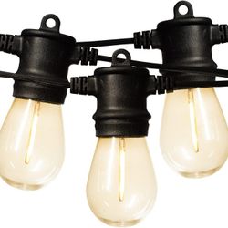Outdoor String Lights, 48FT Patio Lights with 16 LED Shatterproof Bulbs for Outside, Backyard, Deck, Porch, Garden, Bistro, Cafe, Party-001
