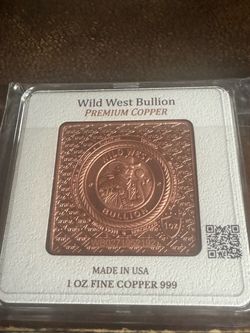 Wild West Bullion 1 oz Fine Copper 999 Bar