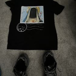 denim tear shirt and balencigas 