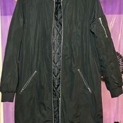 Extra Long Quilted Bomber Jacket.