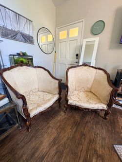 Victorian Carved Walnut Parlor Chairs