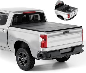 Fold Truck Bed Covers Fits 2007-2026 Chevy Silverado/Sierra 1500 FRP Hard, waterproof, theft-proof, Cold- and heat-resistant,400-pound weight capacity