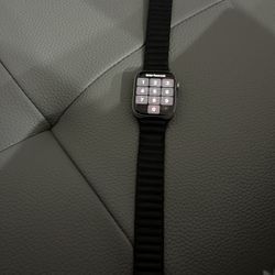 Apple Watch 7 Stainless Steel Midnight Leather Band