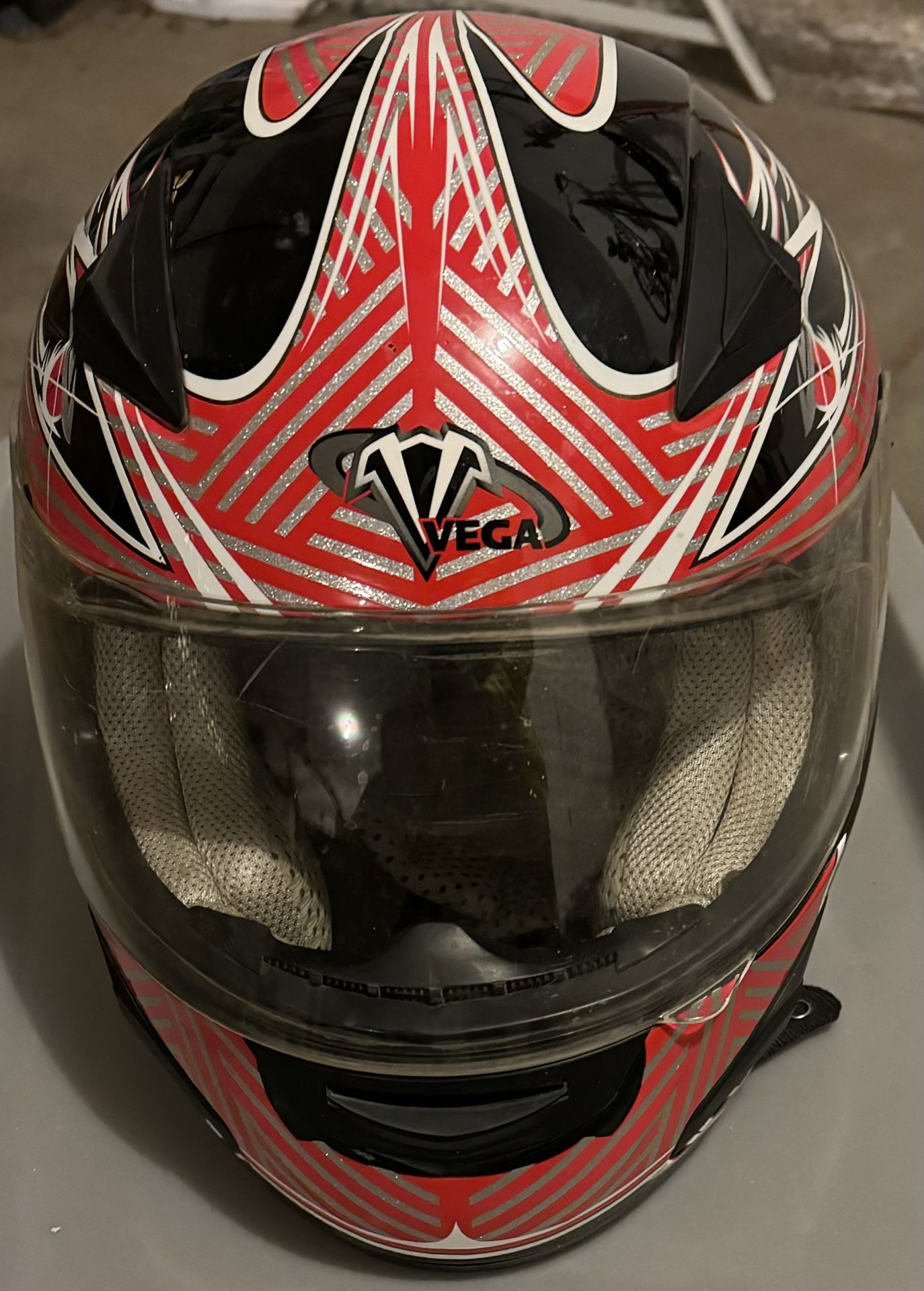  Vega Attitude Full Face Helmet (Red, Large)