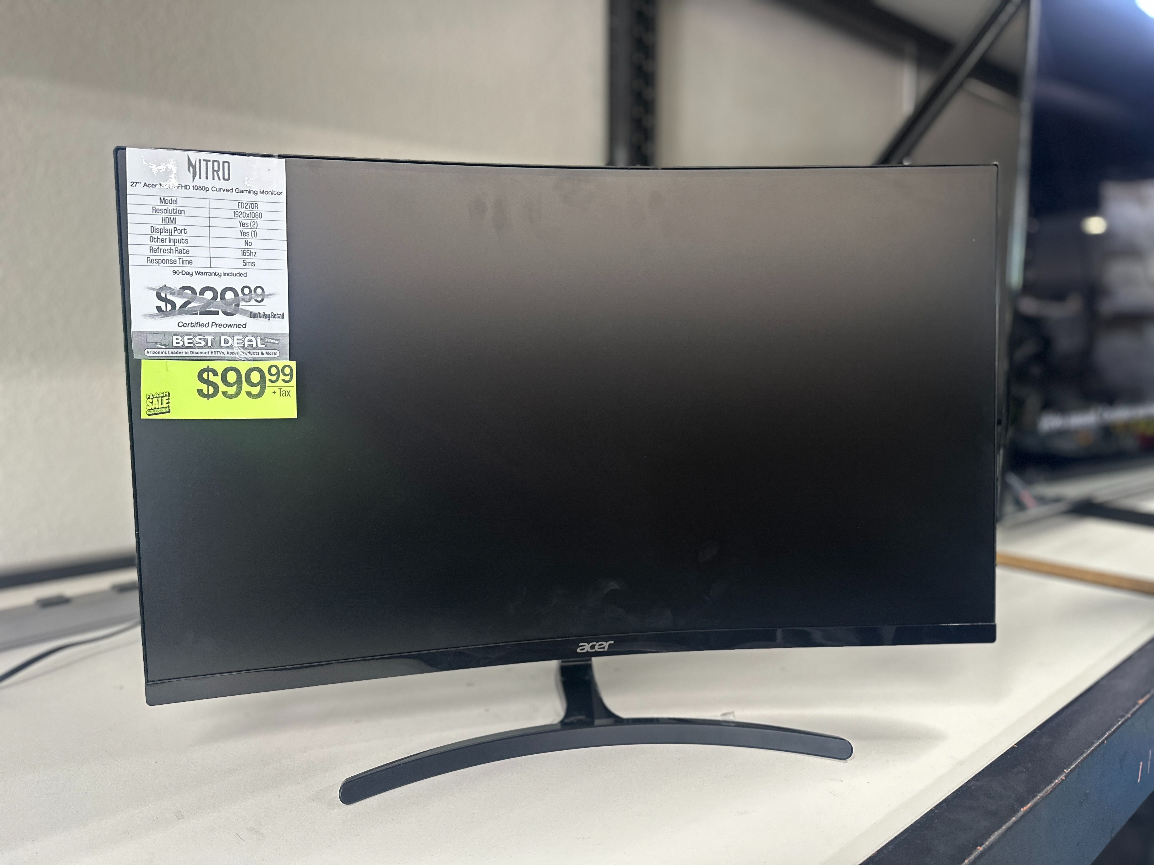 🖥️💻🔥💸HUGE MONITOR SHIPMENT IN! 27" Acer Nitro 27" Class FHD Curved Gaming Monitor ED270R