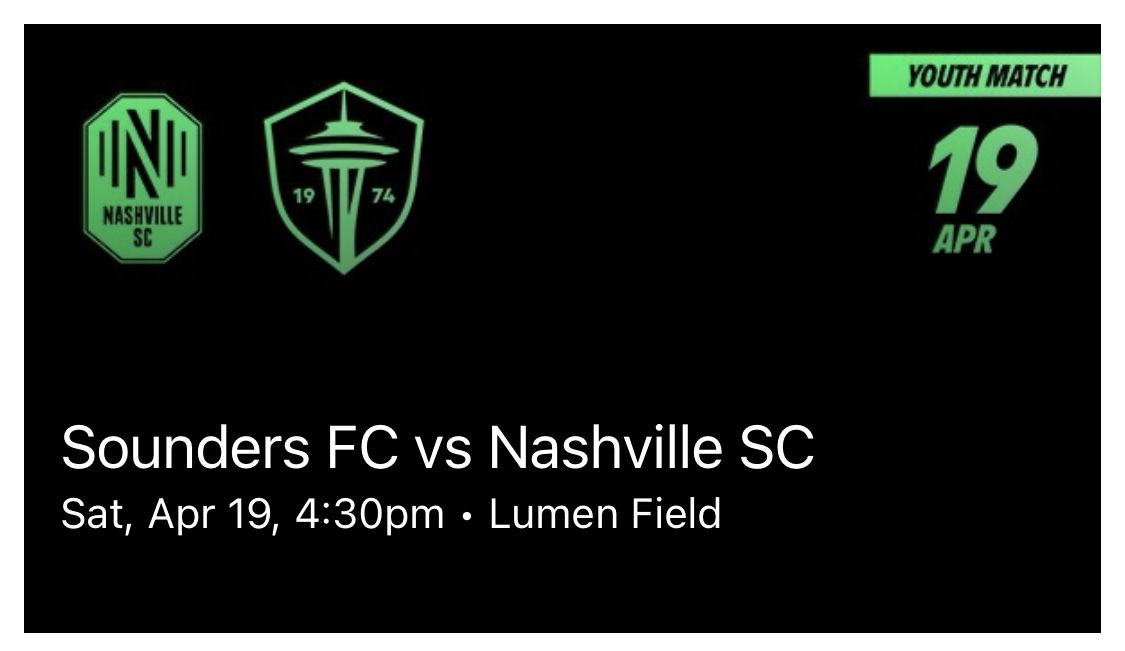 Seattle Sounders FC vs Nashville SC (4/19/25)-Price Per Seat