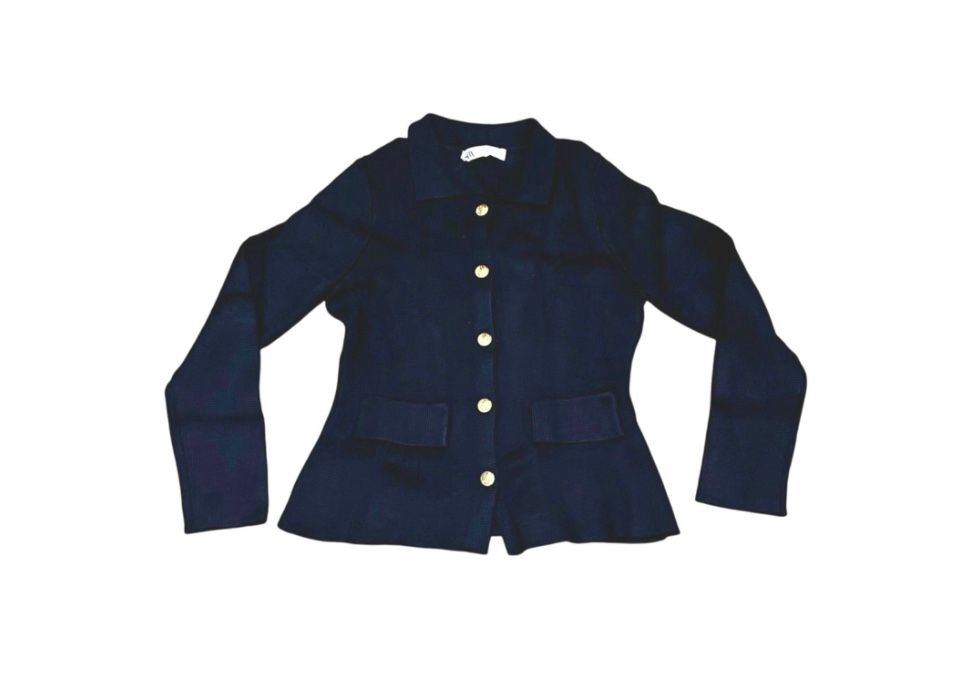 Zara Navy Women’s Blazers With Gold Buttons Size Small