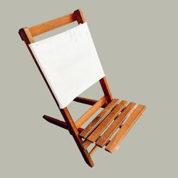 Solid Acacia Wood Canvas Outdoor Indoor Beach Lounge Chair Flat Storage Ergonomic Modern Sleek EUC