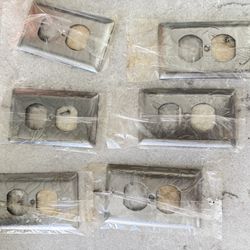 New 6 Pc Silver Metal Outlet Switch Plates Wall Outlet Cover Plates