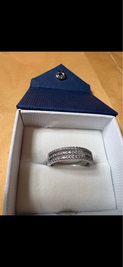 NEW WOMENS 3 ROW MINI CZ STONES STERLING SILVER SIZE 9