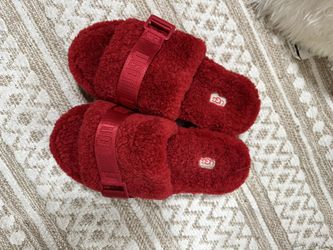Red Ugg Fluffita Platform Sandal