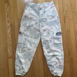 Women Small - Like New - Adidas Original Pink Camo Cargo Jogger Sweat Pants  