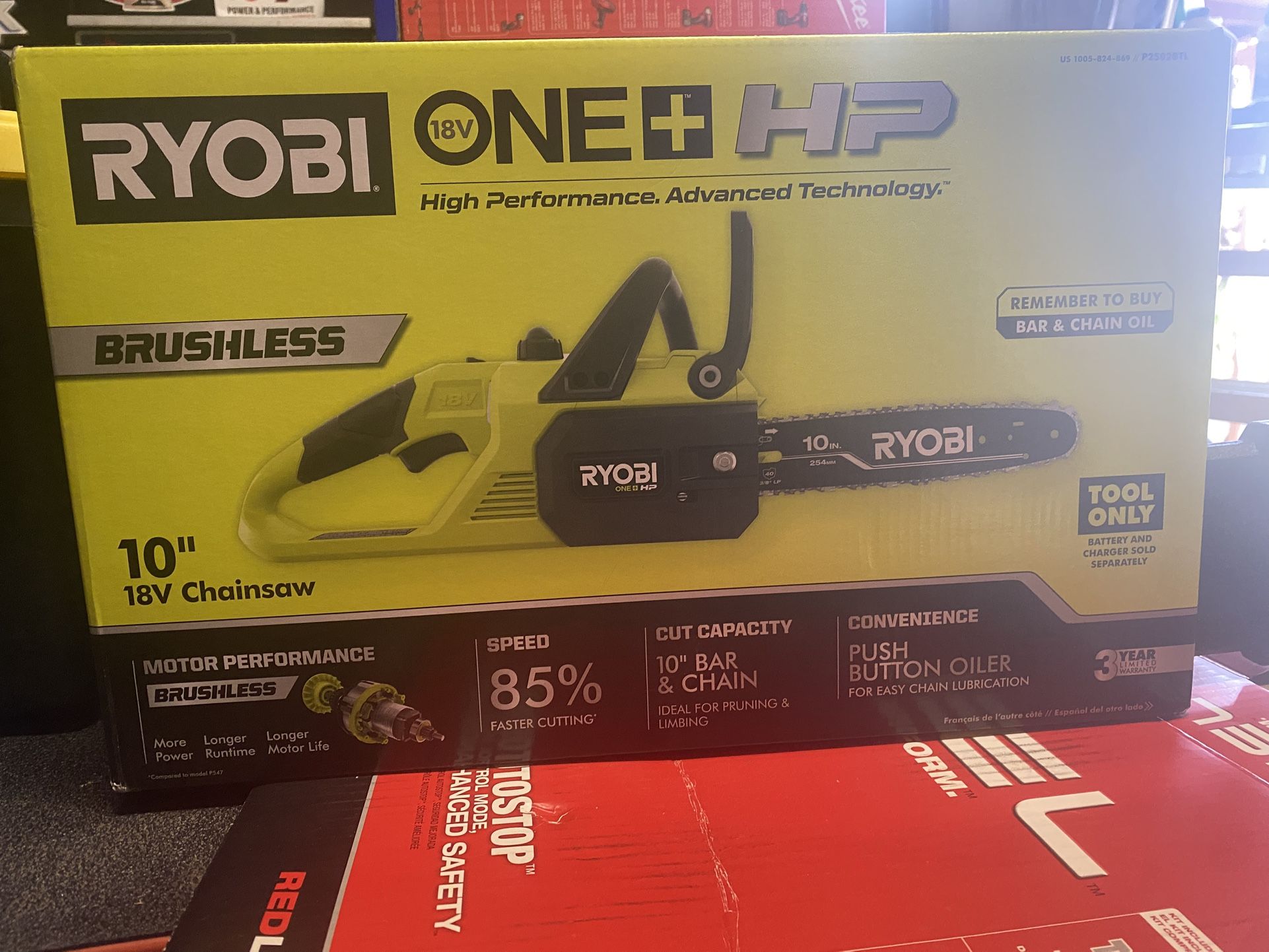 RYOBY 18V 10” CHAINSAW # P2502BTL (( Tool Only ))