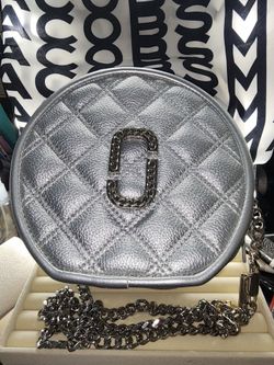 Marc Jacobs Silver Quilted Round Crossbody Bag
