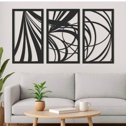 3 Piece Black Metal Wall Art