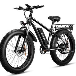 AMYET EB26 Electric Bike for Adults Peak 1500W Electric Bicycle 48V 15AH (720WH) Battery Electric Bike 26" Fat Tire Mountain 28mph 7 Speed Gears Ebike