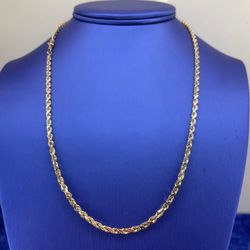14Kt Yellow Gold 20” Solid Rope Necklace 16.30g 3.1mm I-1792