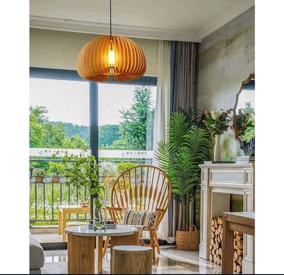 Open Box New Indoor Pendant Creative Chandelier Wooden Ceiling Lamp