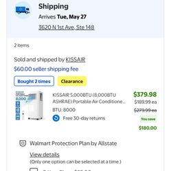 Portable Air Conditioner  2 Available — 2nd Half Price