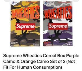 NIB DS Supreme x Wheaties Orange & Purple Camo Set