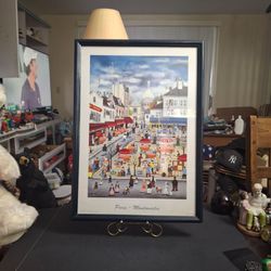 Framed & Matted Print By Bin Kashiwa Depicting Paris Montmartre, A Decorative Art Piece 19.5"H x 14"W