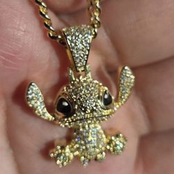 Disney Stich Pendant Necklace 20" 18k Gold Filled 
