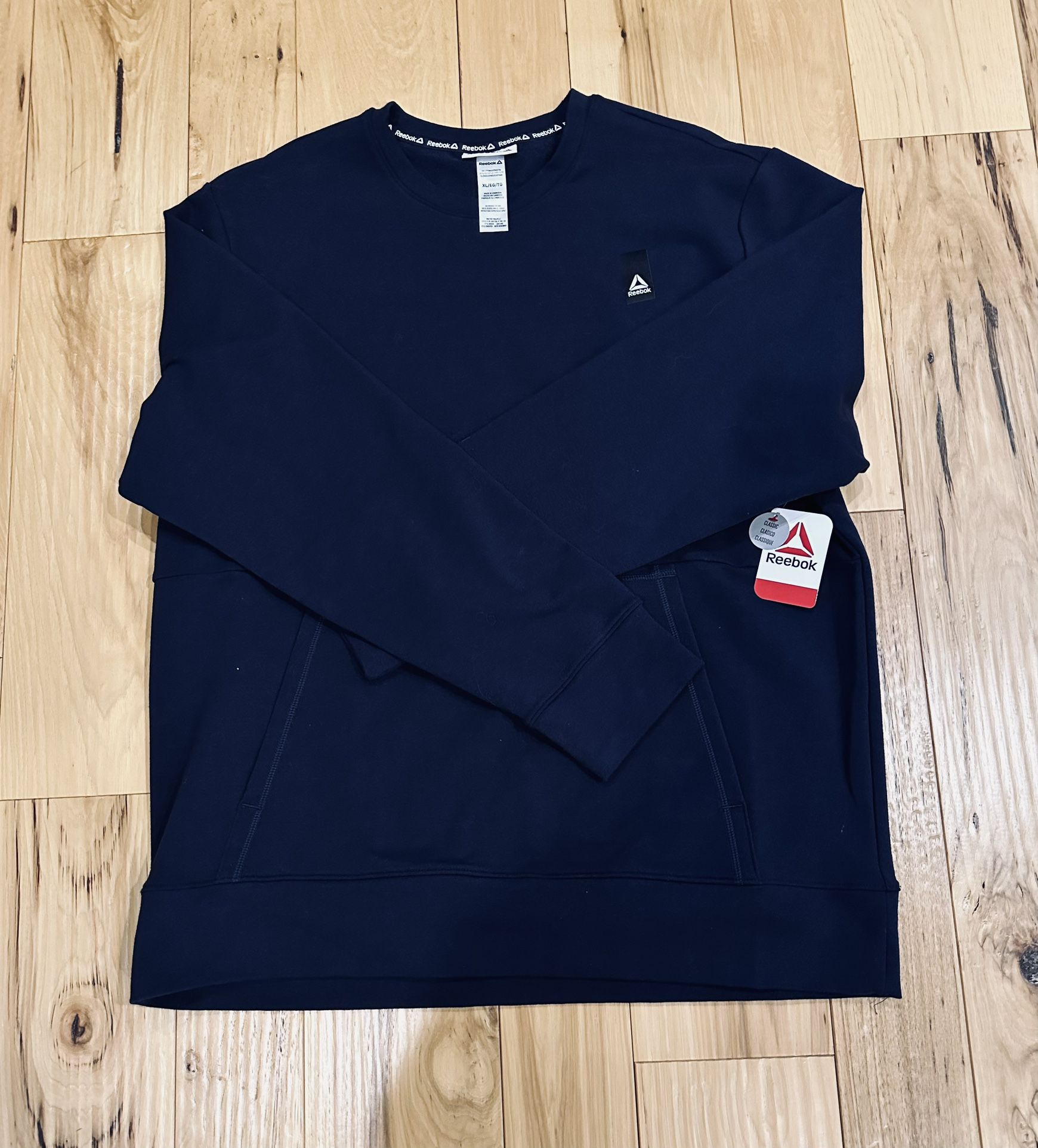 NEW! Reebok Men’s Navy Blue Fundamental Comfort Crew Neck Sweatshirt. Size XL.