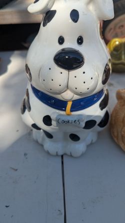 Vintage Dalmatian Dog Ceramic Cookie Jar - "Cookies" Bone Tag