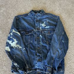 Vintage 80s Levi's bleach dyed classic denim jacket Sz XL