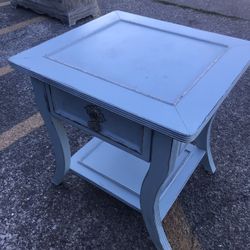 Large Solid End Table with Added Shelf