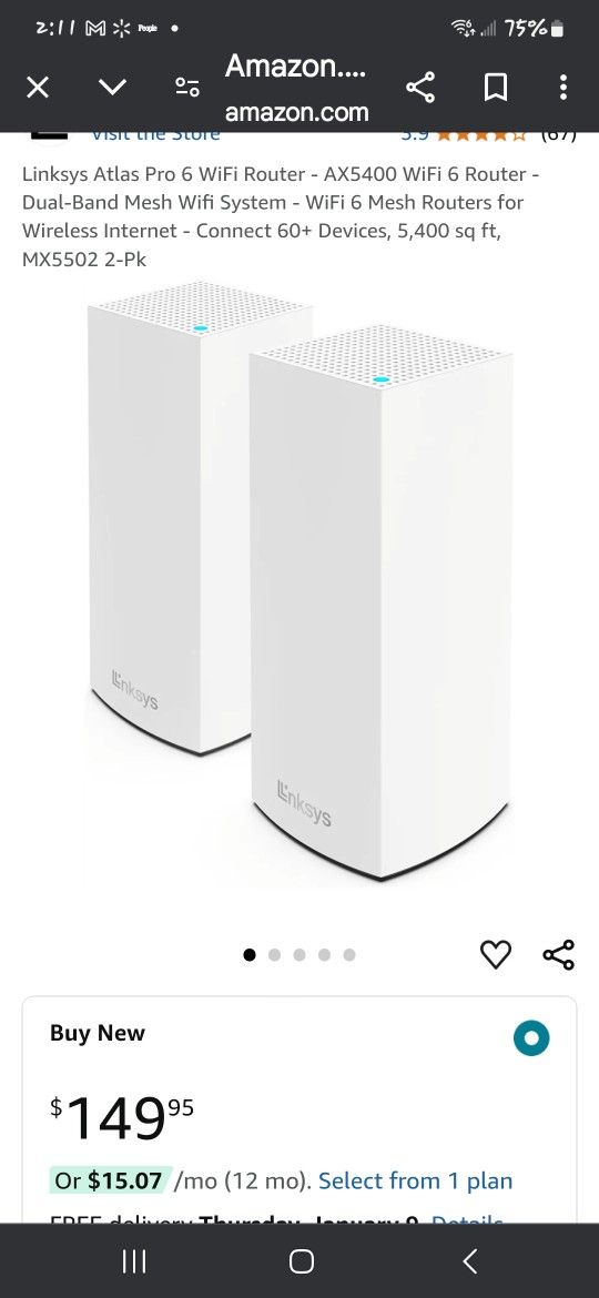 Linksys Wifi 6 Mesh Router System Double Pak