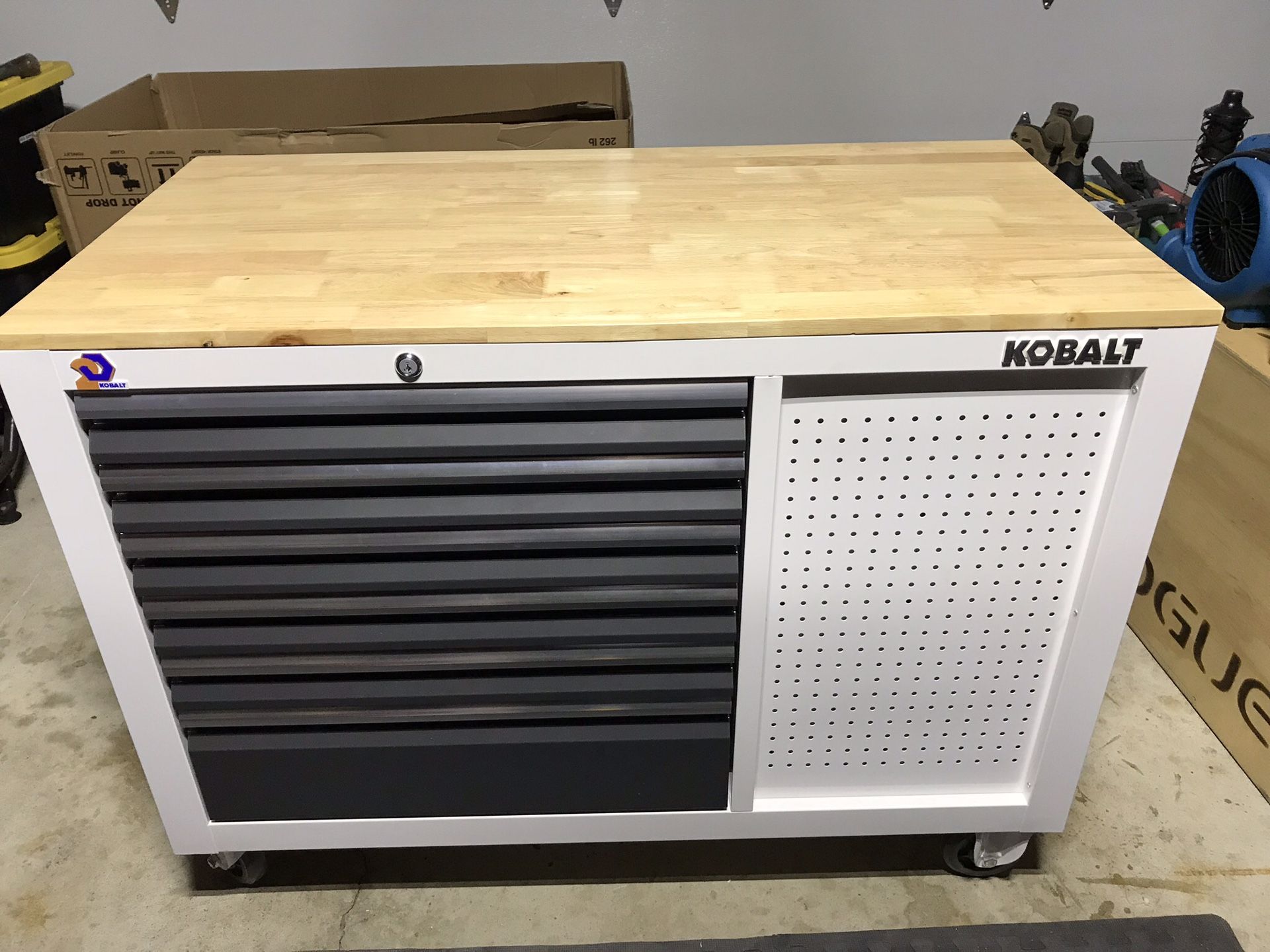 “NEW” Tool Chest - Kobalt 3000 48-in W x 37-in H 10-Drawer Steel Rolling Tool Cabinet (White) Tool Box