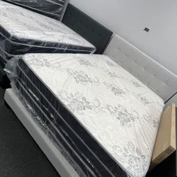 Queen Size Headboard, Frame And Mattress
