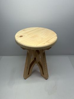 Handmade Solid Wood Round Stool – Rustic Natural Wood