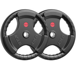 Weight Plates 2" Rubber Coated Olympic Bumper Grip Strength Training 45lbs Pair