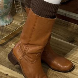 Vintage Frye Campus 1970’s Unisex Mens and Women’s Cognac Leather Boots Size 9.5