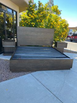 Living Spaces king bed frame w/ nightstands ( can deliver for $10 )