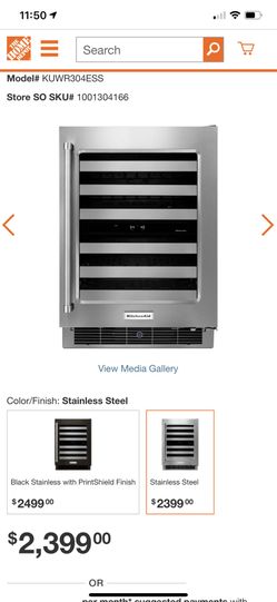 KitchenAid 24 in. W 46-Bottle Dual Zone Wine Cellar-KUWR304ESS NEW