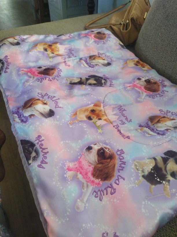 Purple Pink Satin Chihuahua Dogs Girls Quilt Twin