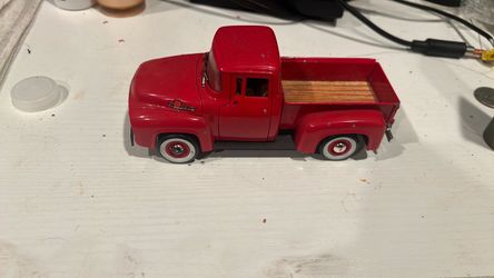 Red Die-Cast Classic Pickup Truck Model