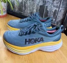 HOKA ONE ONE Bondi 8 Men's Blue/Yellow Low Top Lace-Up Sneaker 11 2E