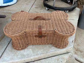 Large size wicker “dog bone” basket for toy storage