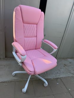 Executive Office Chair, Home Computer Desk Chair, PU Leather, Pink High Back Design, Ergonomic Lumbar Support, Adjustable Tilt Tension, 360° Swivel, P